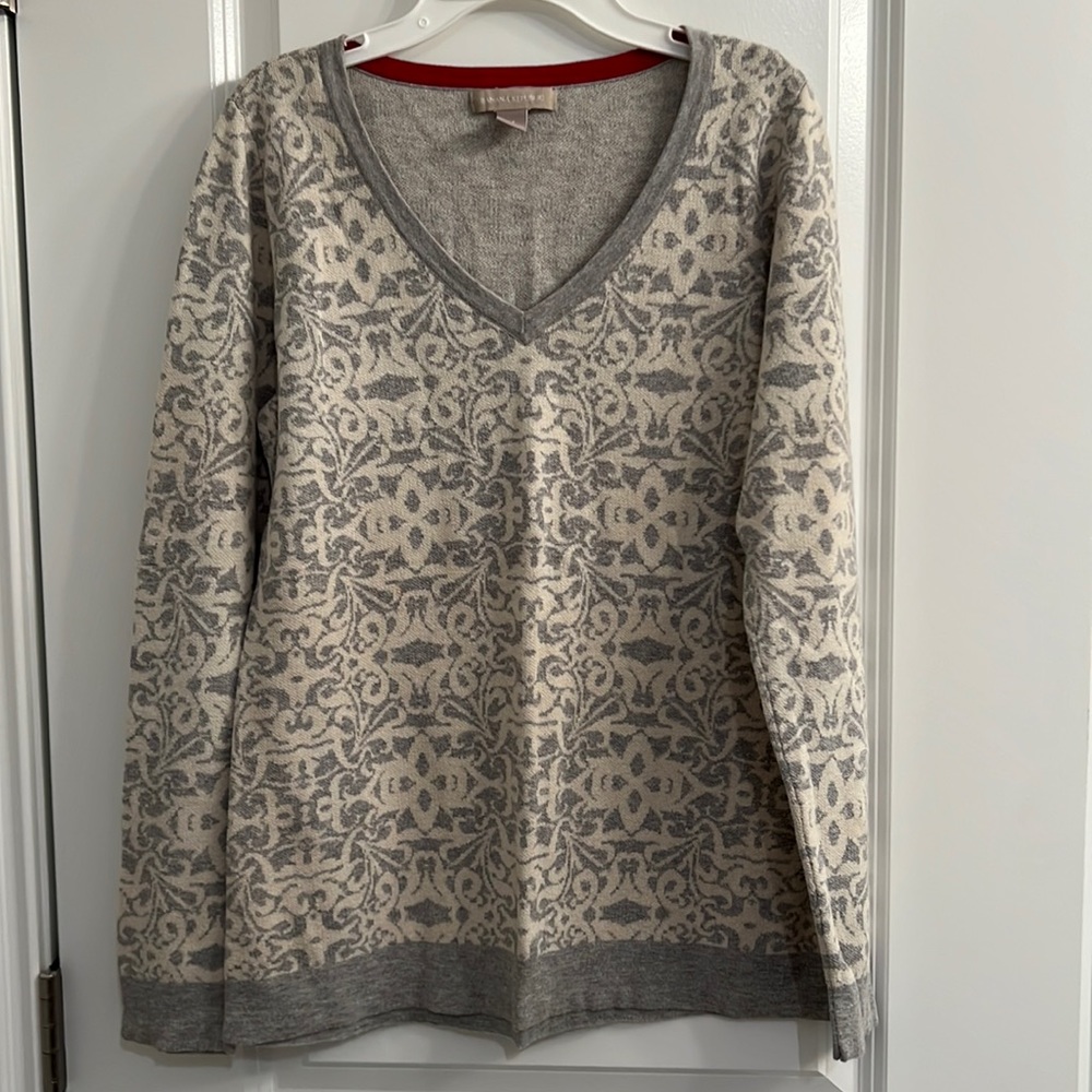 Banana Republic Cotton V-Neck Mosaic Pattern Sweater M